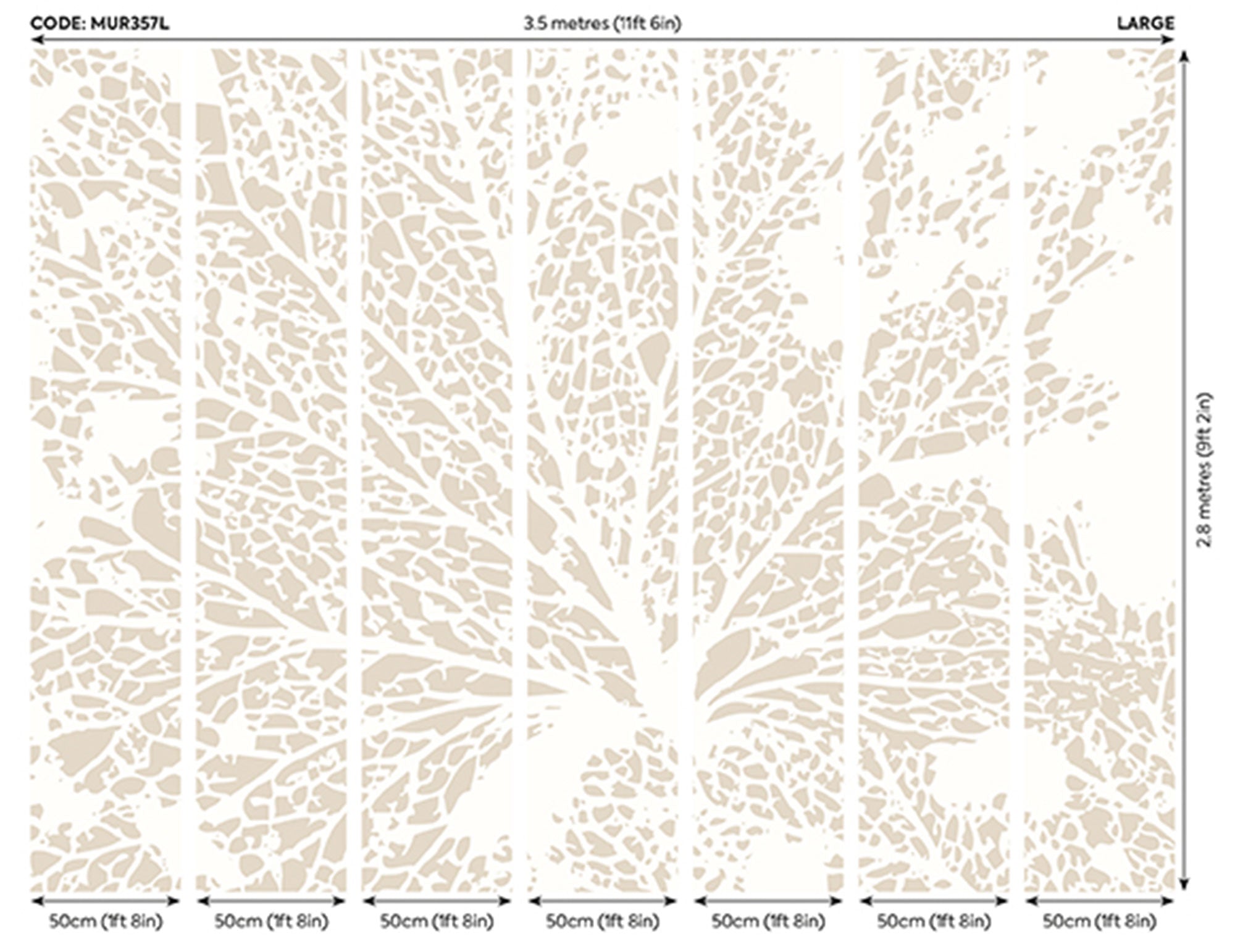 Skeleton Leaf Natural Linen Mural (Large) by Origin Murals