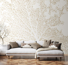 Skeleton Leaf Natural Linen Mural (Medium) by Origin Murals