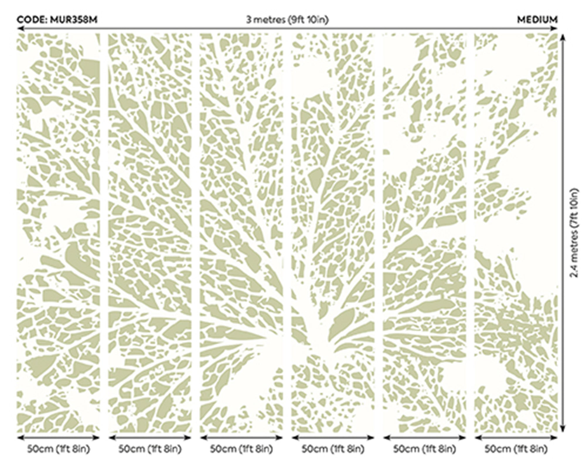 Skeleton Leaf Sage Green Mural (Medium) by Origin Murals