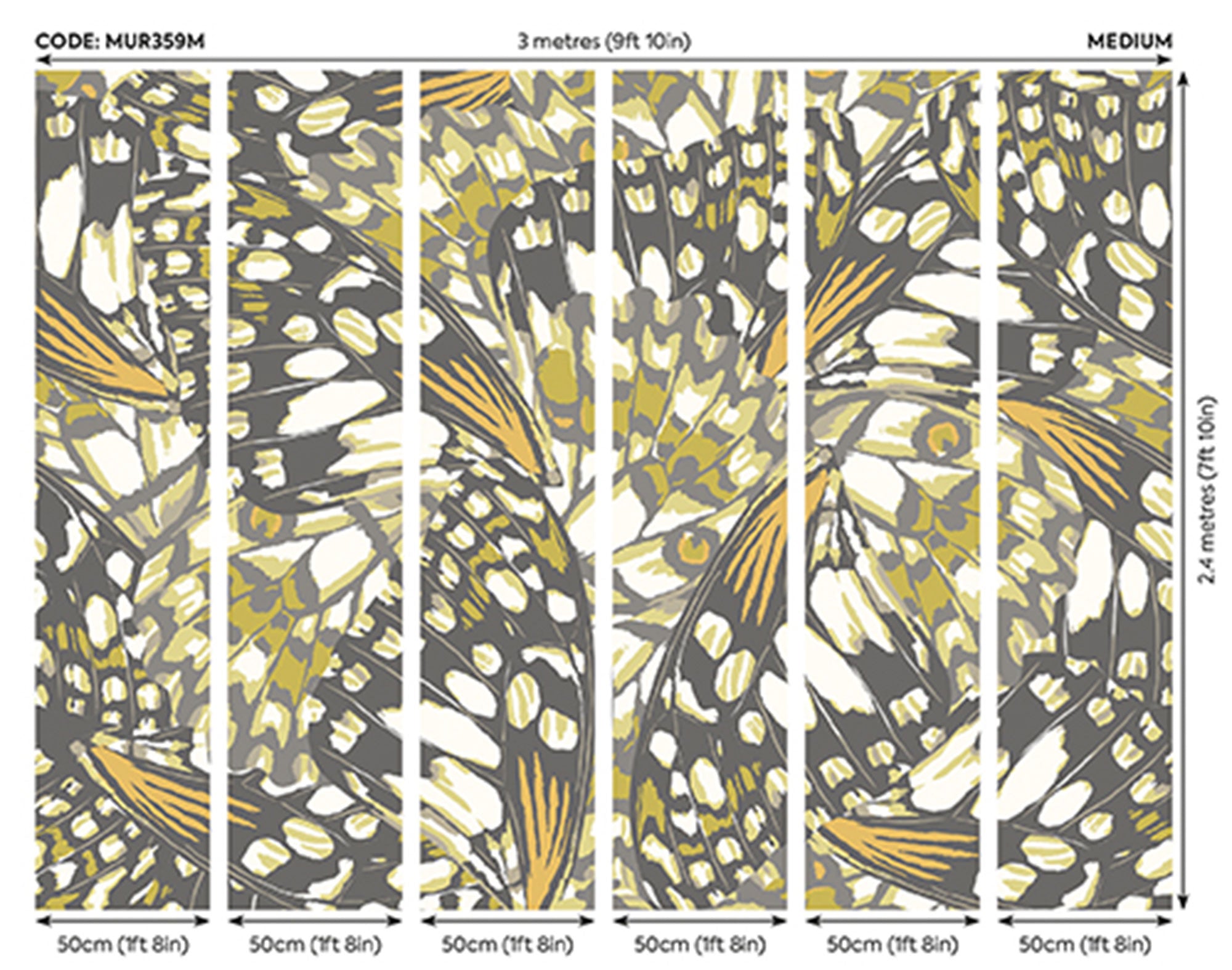 Butterfly Wings Black And Olive Green Mural (Medium) by Origin Murals