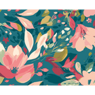 Flowing Flowers Teal Blue And Coral Mural (Large) by Origin Murals