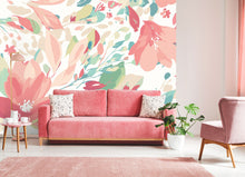 Flowing Flowers Coral Pink Mural (Large) by Origin Murals