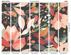 Flowing Flowers Charcoal Black And Red Mural (Large) by Origin Murals