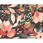 Flowing Flowers Charcoal Black And Red Mural (Medium) by Origin Murals
