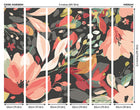 Flowing Flowers Charcoal Black And Red Mural (Medium) by Origin Murals