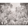 Jungle Trees Black And White Mural (Large) by Origin Murals