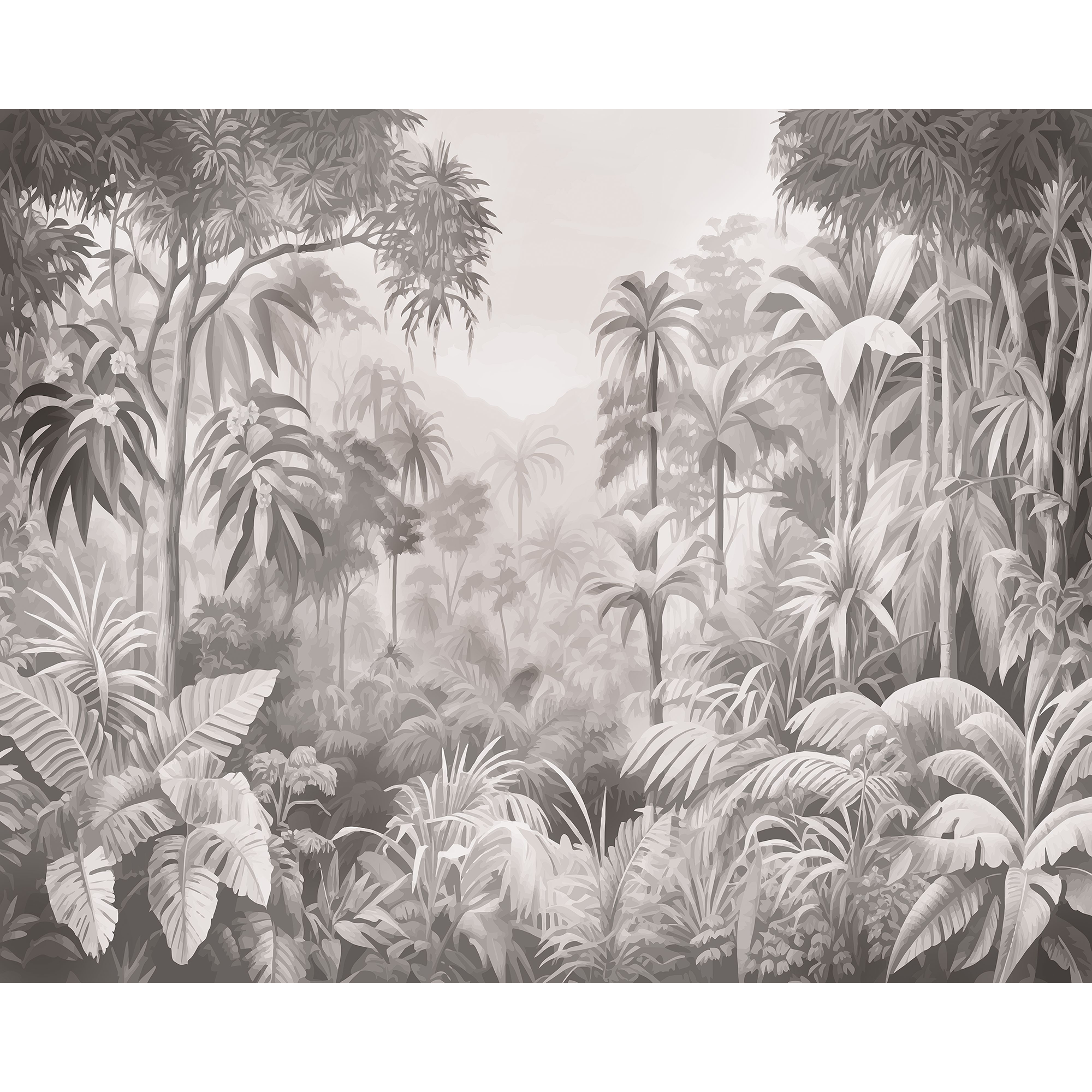 Jungle Trees Black And White Mural (Medium) by Origin Murals