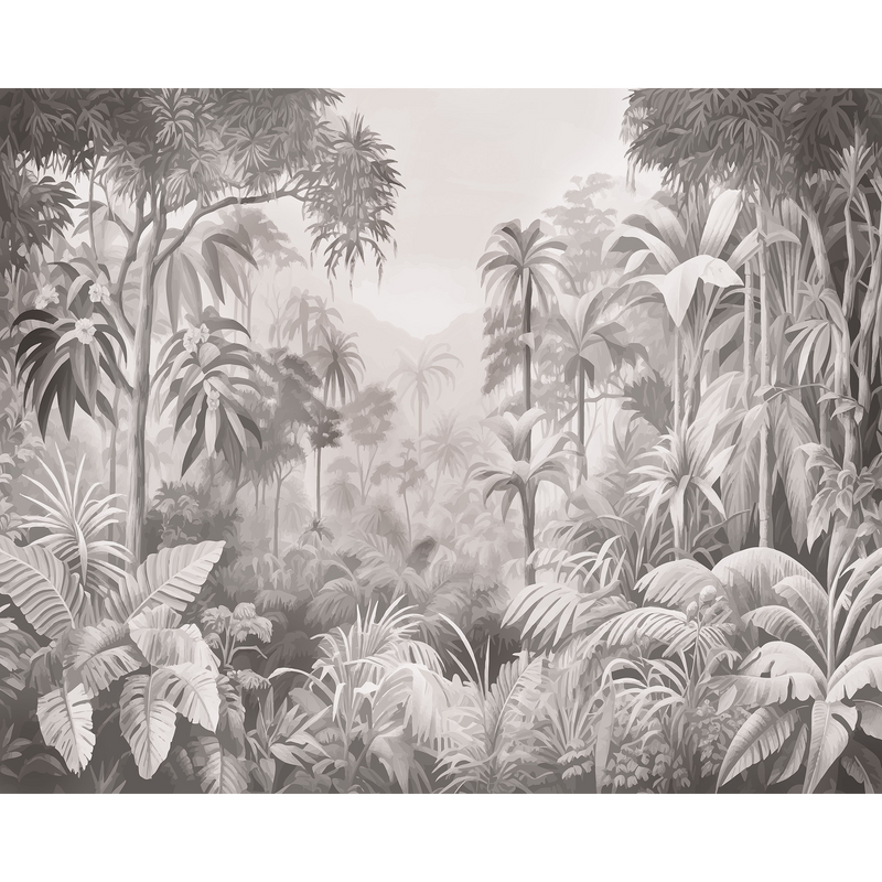 Jungle Trees Black And White Mural (Medium) by Origin Murals