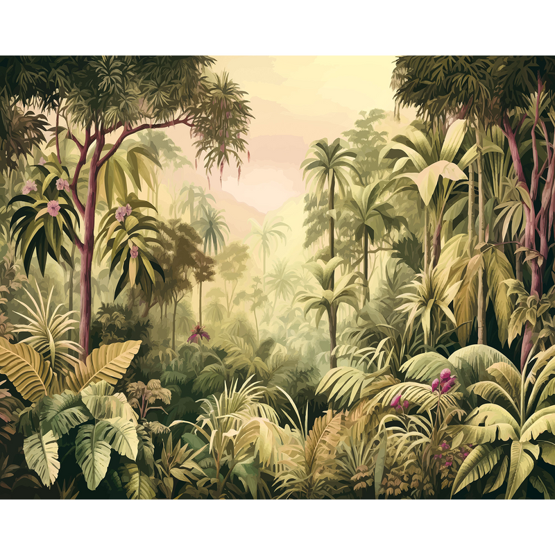 Jungle Trees Olive Green Mural (Large) by Origin Murals