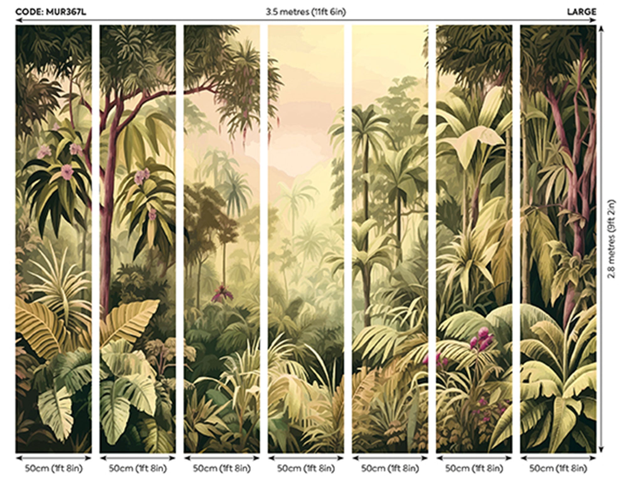 Jungle Trees Olive Green Mural (Large) by Origin Murals