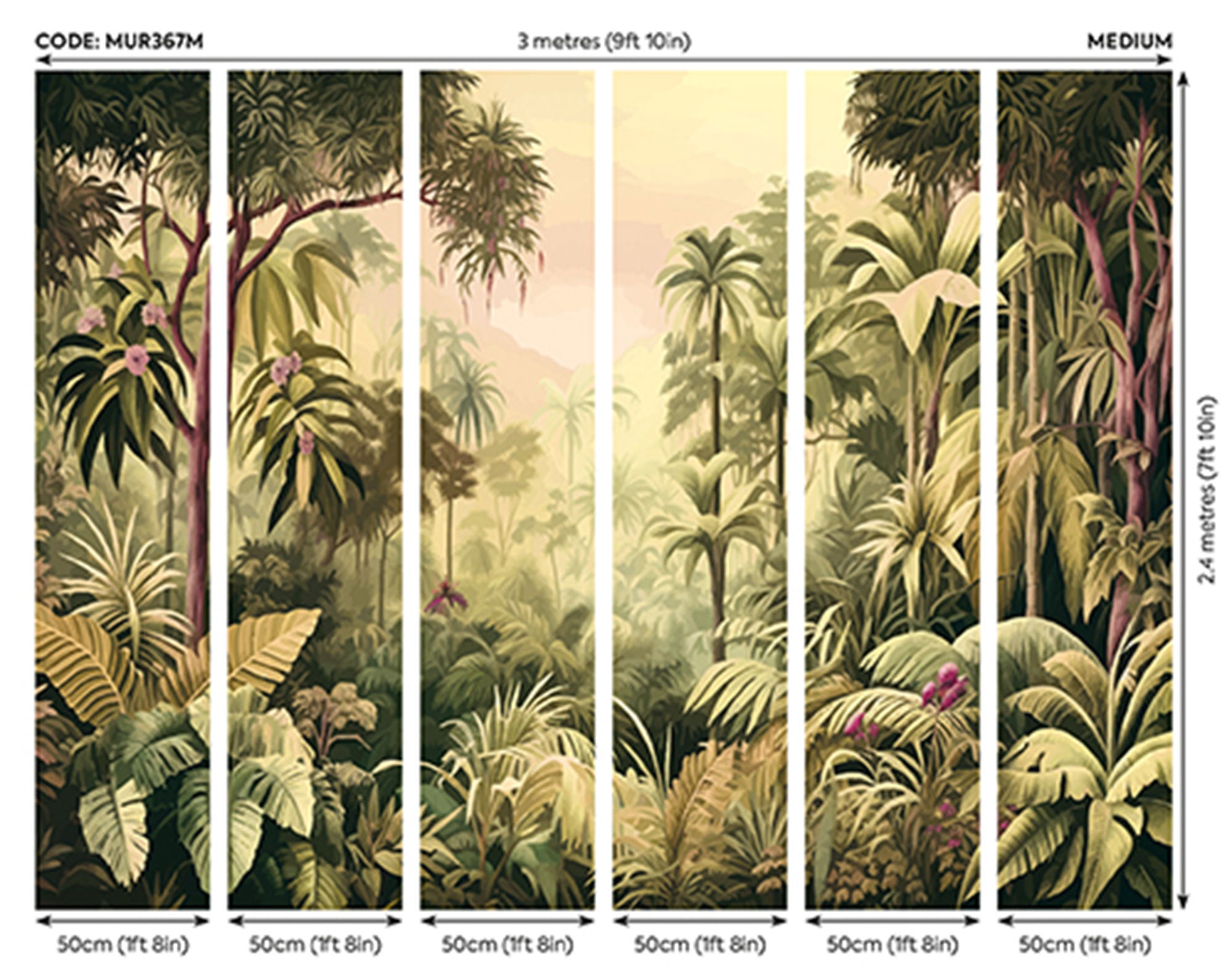Jungle Trees Olive Green Mural (Medium) by Origin Murals