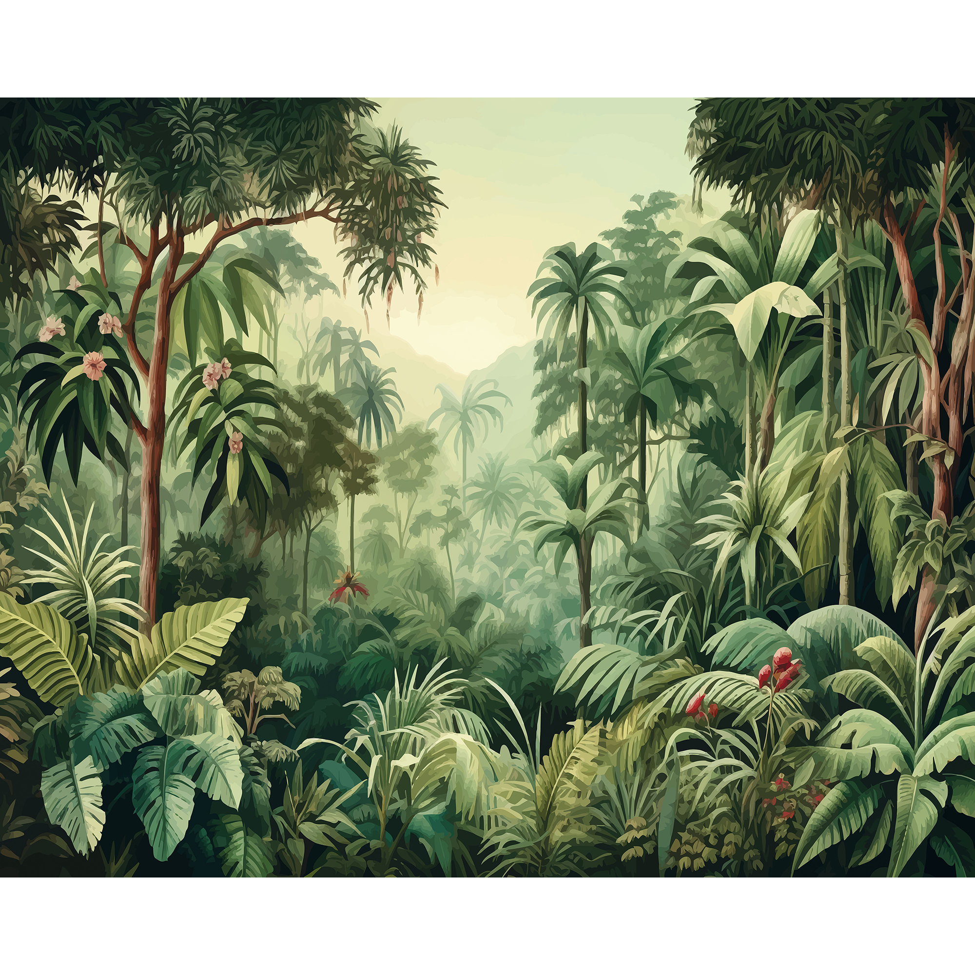 Jungle Trees Forest Green Mural (Medium) by Origin Murals