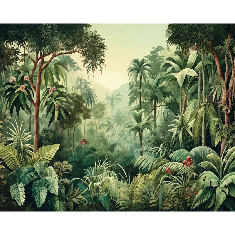 Jungle Trees Forest Green Mural (Medium) by Origin Murals
