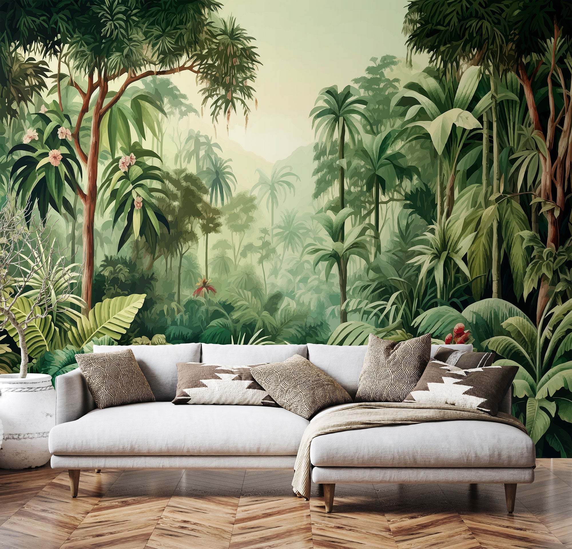 Jungle Trees Forest Green Mural (Medium) by Origin Murals