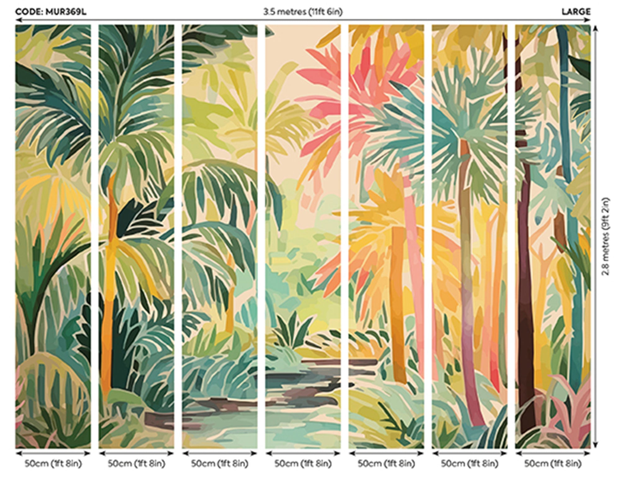 Pretty Palms Emerald Green Mural (Large) by Origin Murals