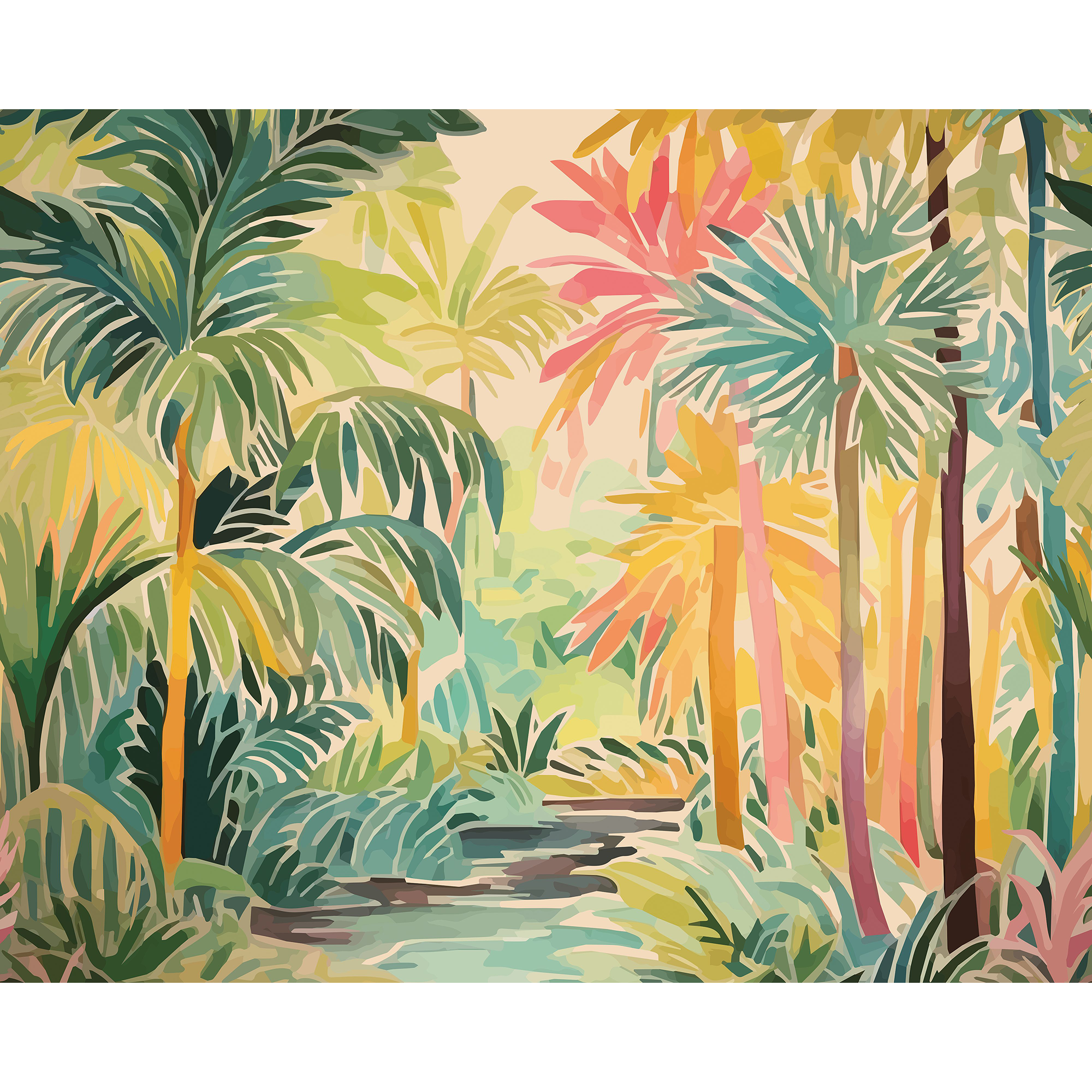 Pretty Palms Emerald Green Mural (Medium) by Origin Murals