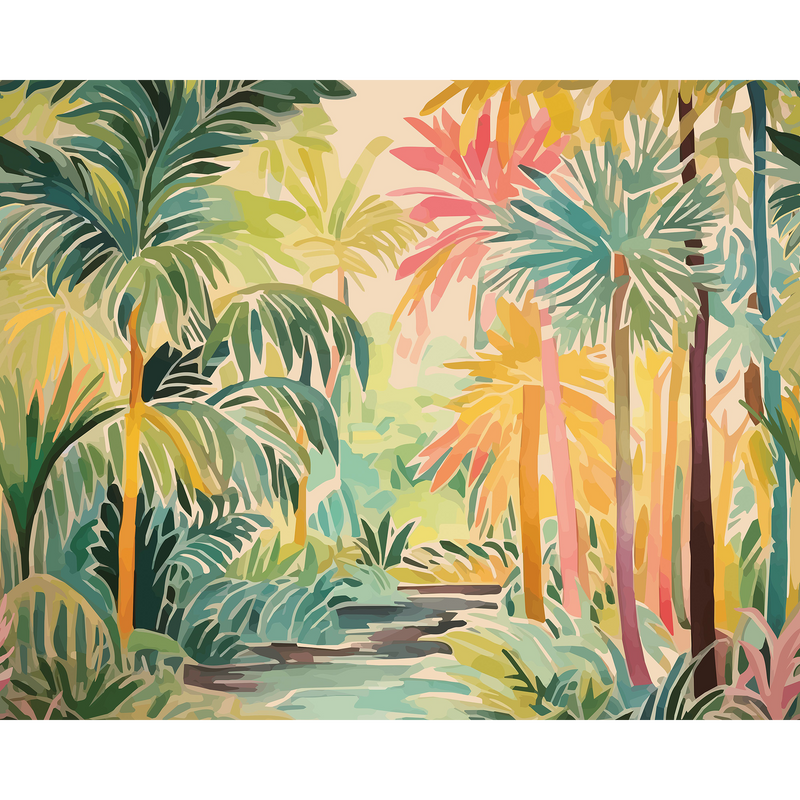 Pretty Palms Emerald Green Mural (Medium) by Origin Murals