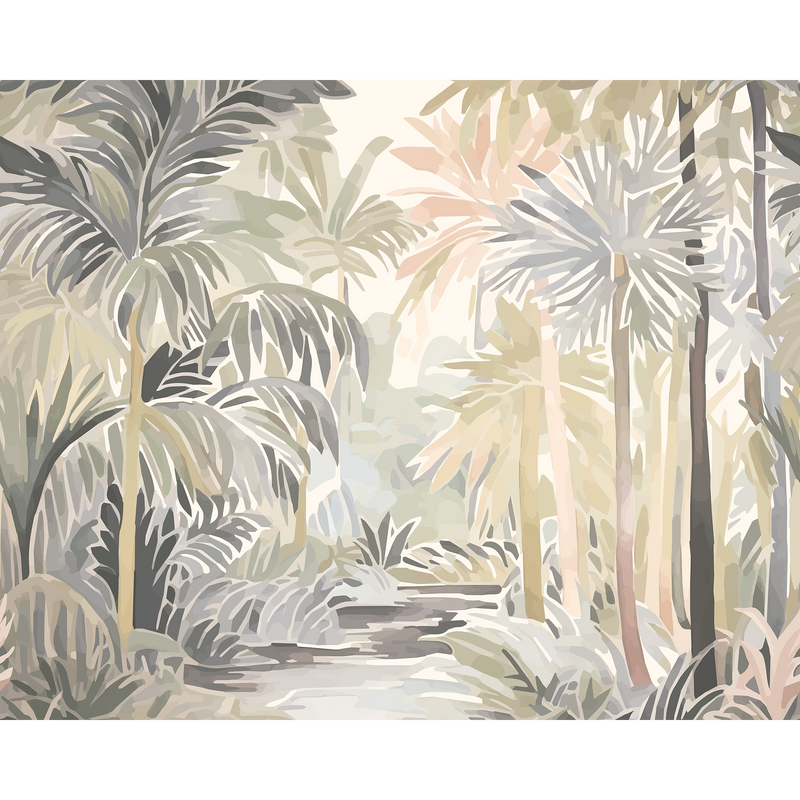 Pretty Palms Natural Stone Mural (Large) by Origin Murals