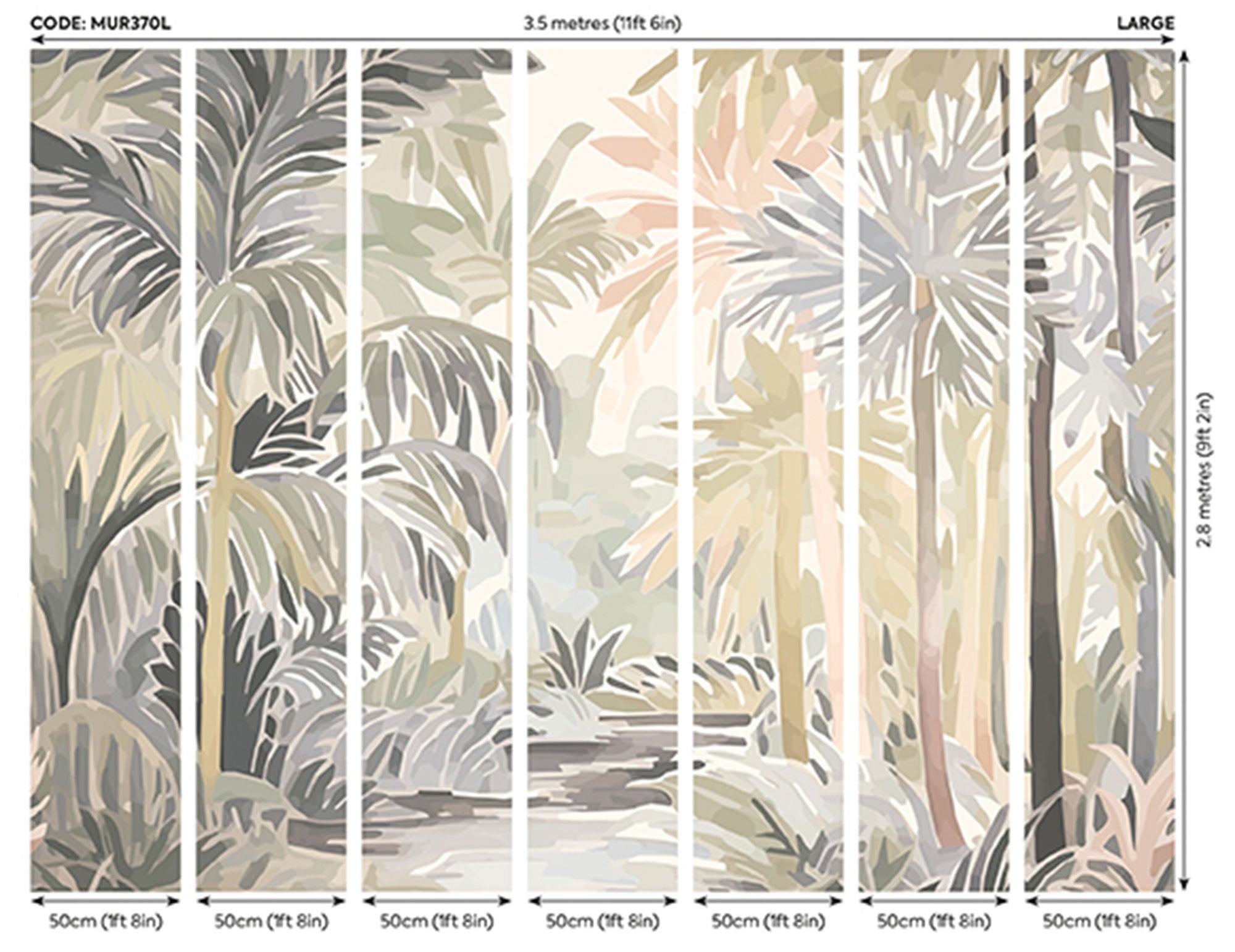 Pretty Palms Natural Stone Mural (Large) by Origin Murals