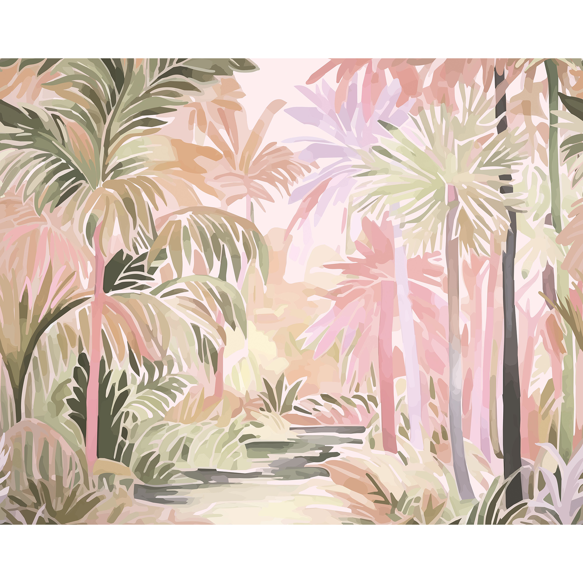 Pretty Palms Natural Blush Mural (Large) by Origin Murals