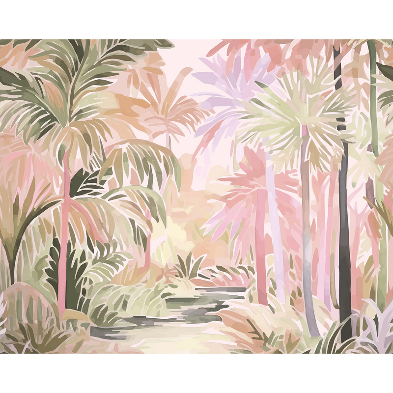 Pretty Palms Natural Blush Mural (Large) by Origin Murals