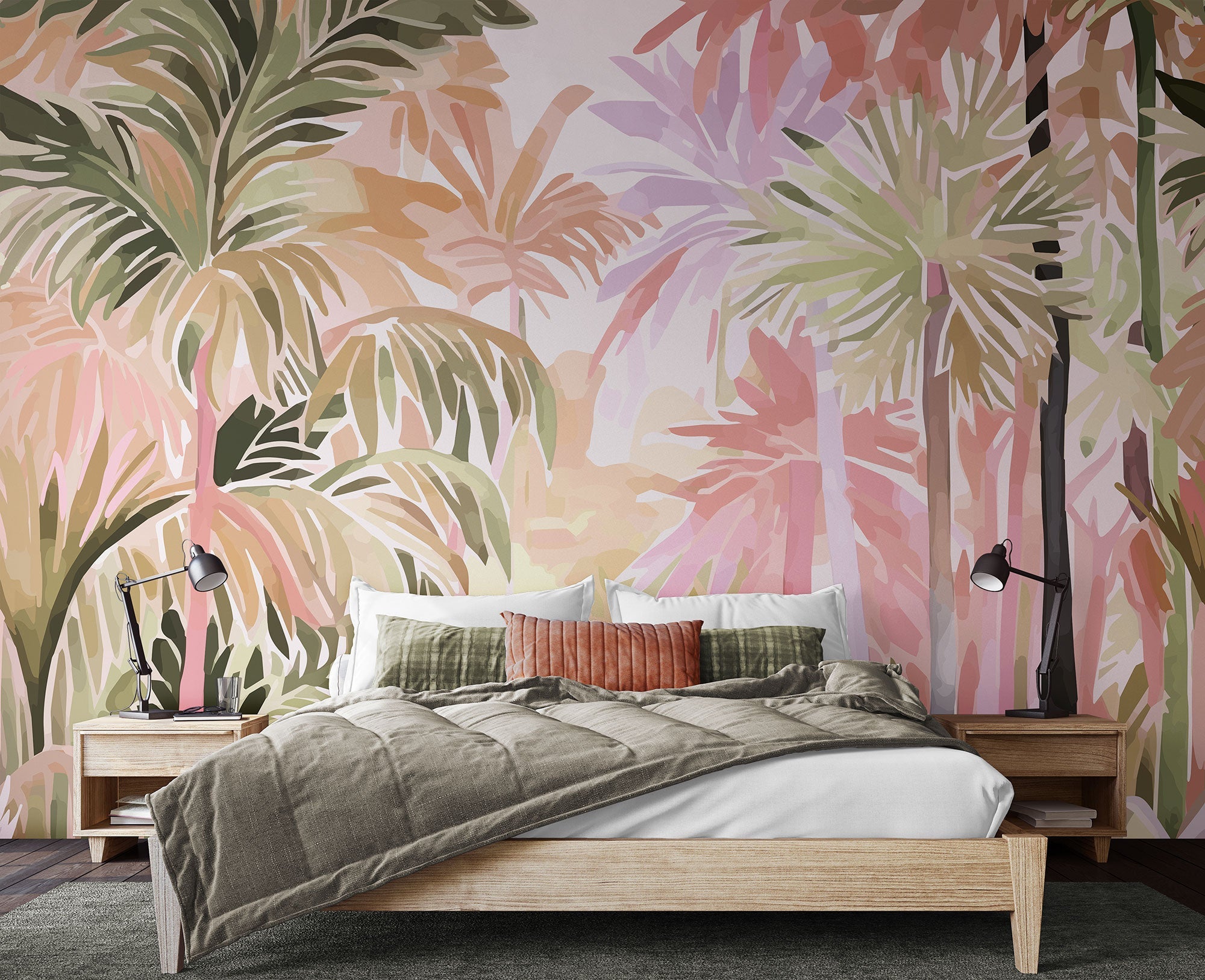 Pretty Palms Natural Blush Mural (Medium) by Origin Murals