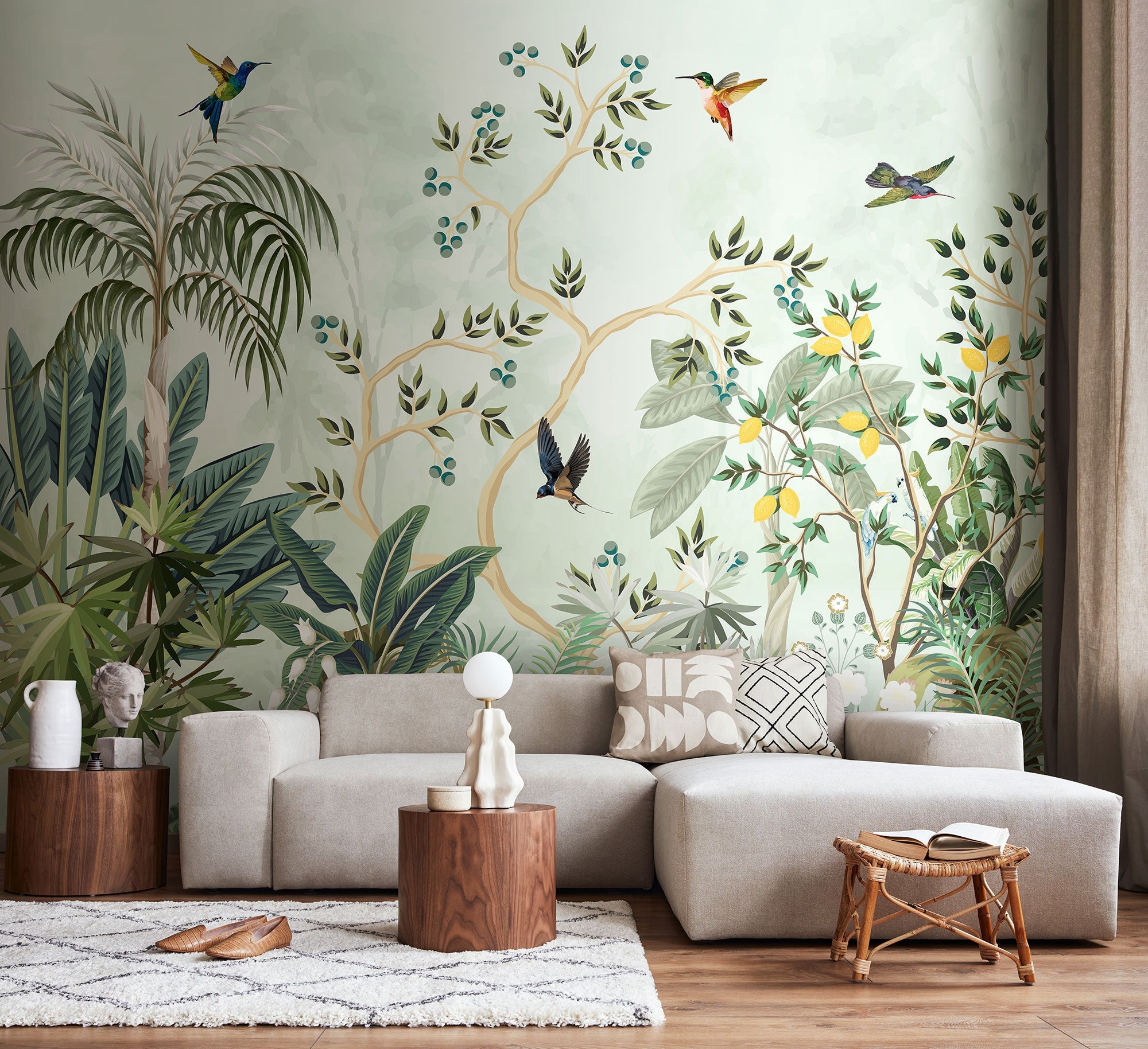Lemon Tree Forest Forest Green Mural (Large) by Origin Murals