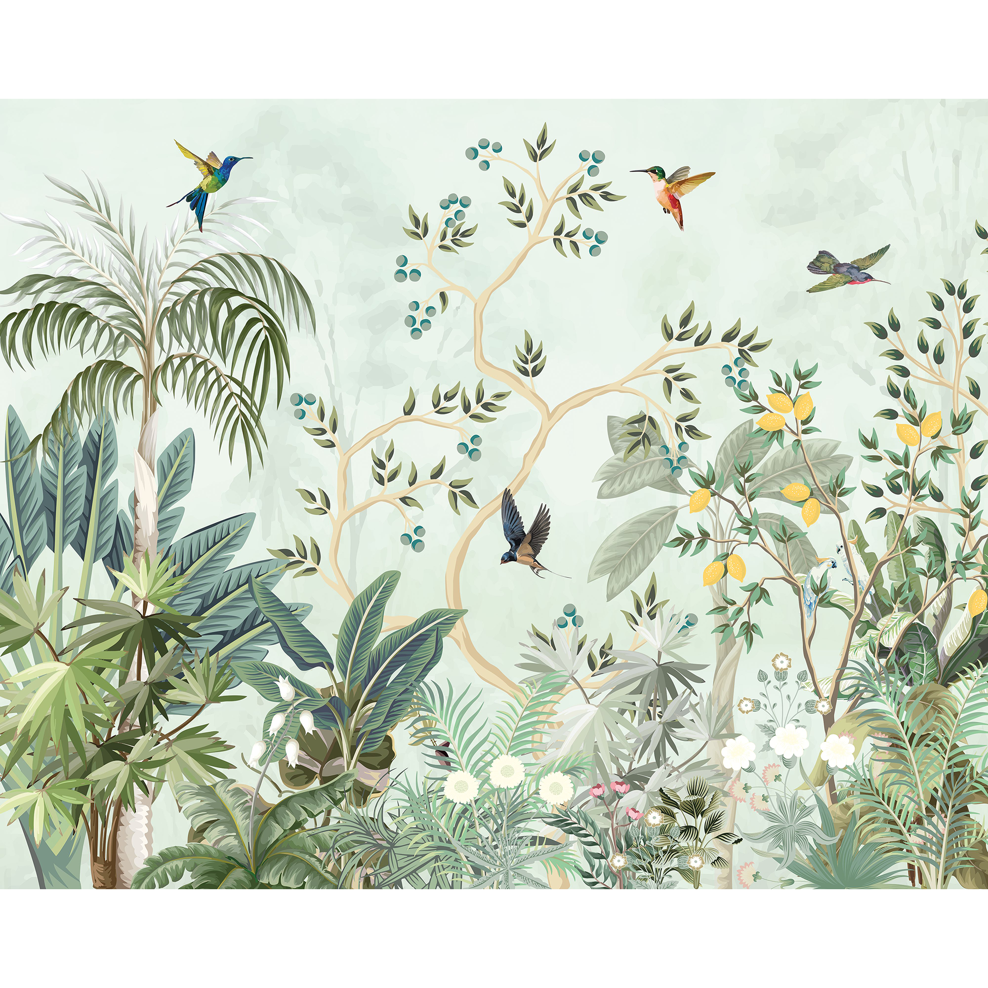 Lemon Tree Forest Forest Green Mural (Medium) by Origin Murals