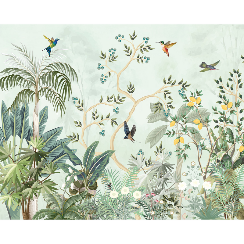 Lemon Tree Forest Forest Green Mural (Medium) by Origin Murals