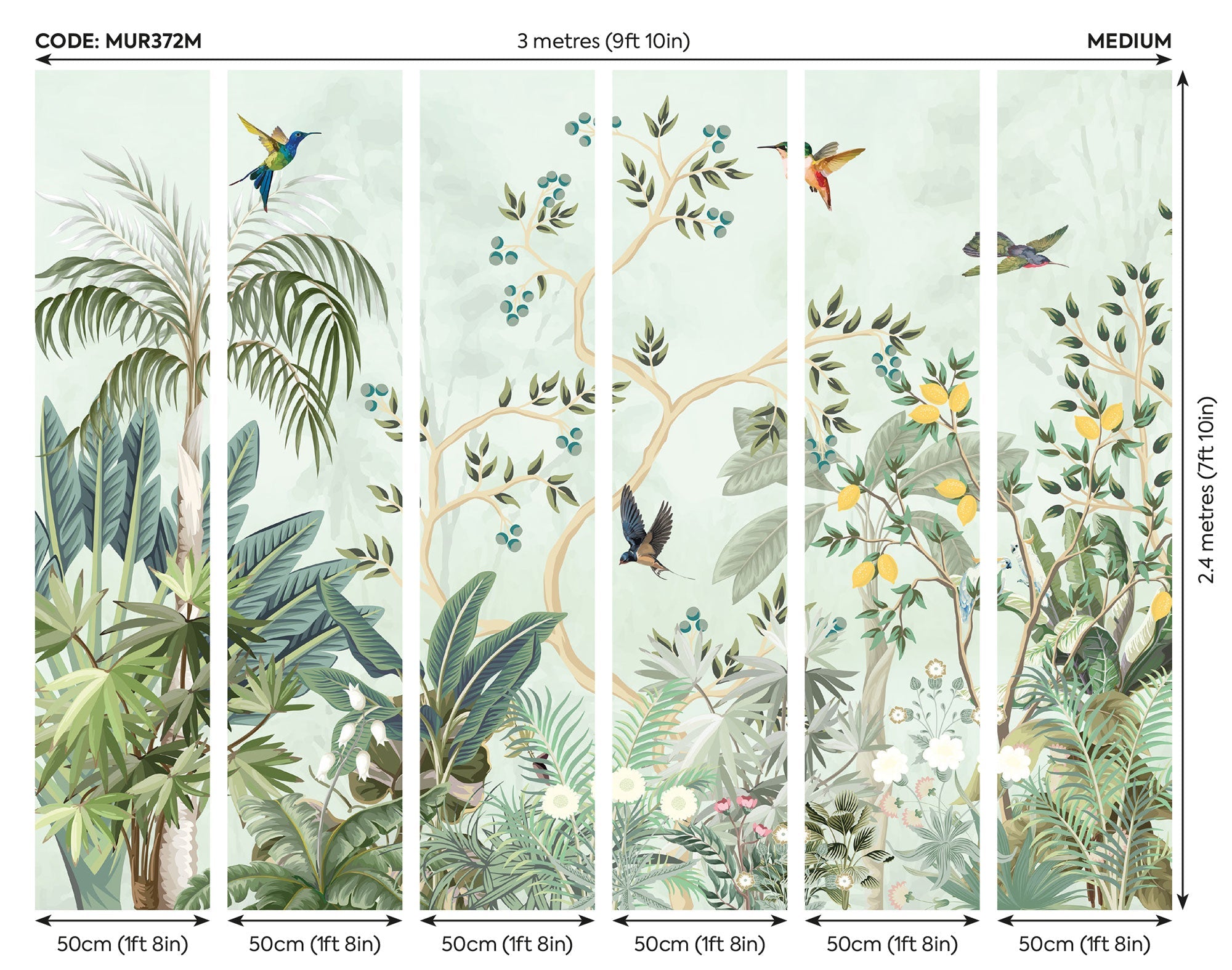 Lemon Tree Forest Forest Green Mural (Medium) by Origin Murals