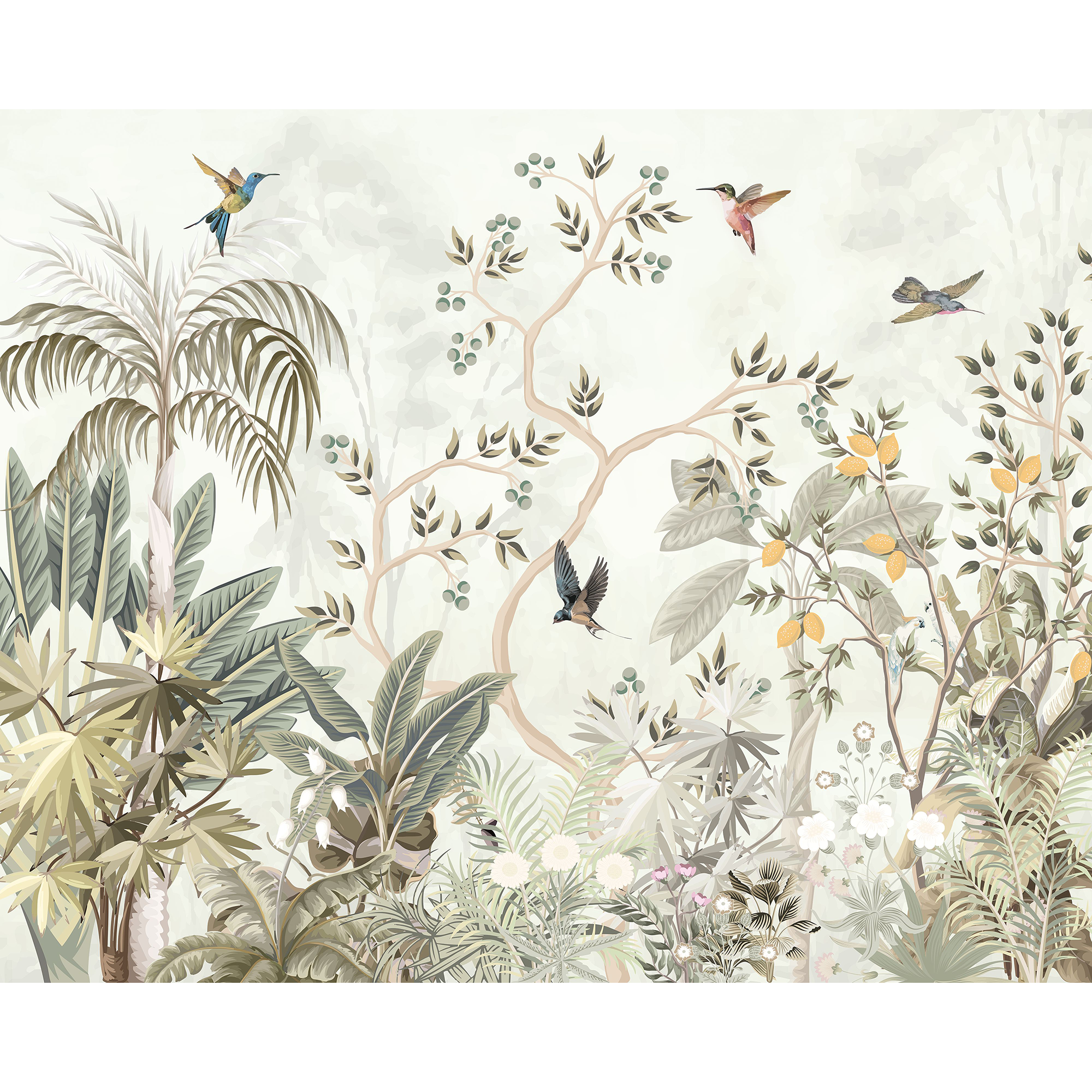 Lemon Tree Forest Natural Sage Mural (Large) by Origin Murals