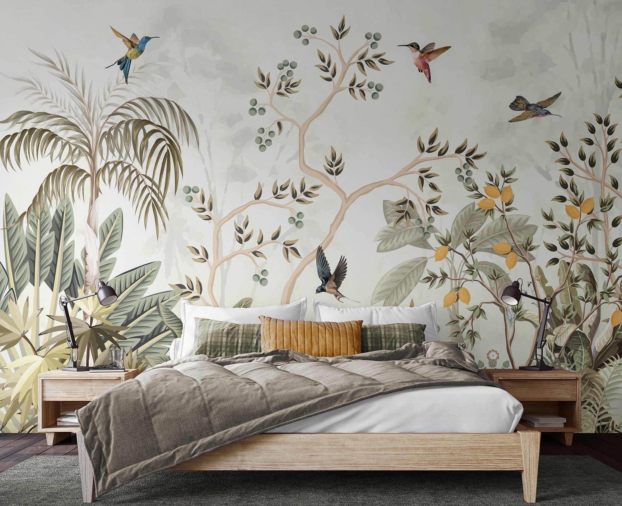 Lemon Tree Forest Natural Sage Mural (Large) by Origin Murals