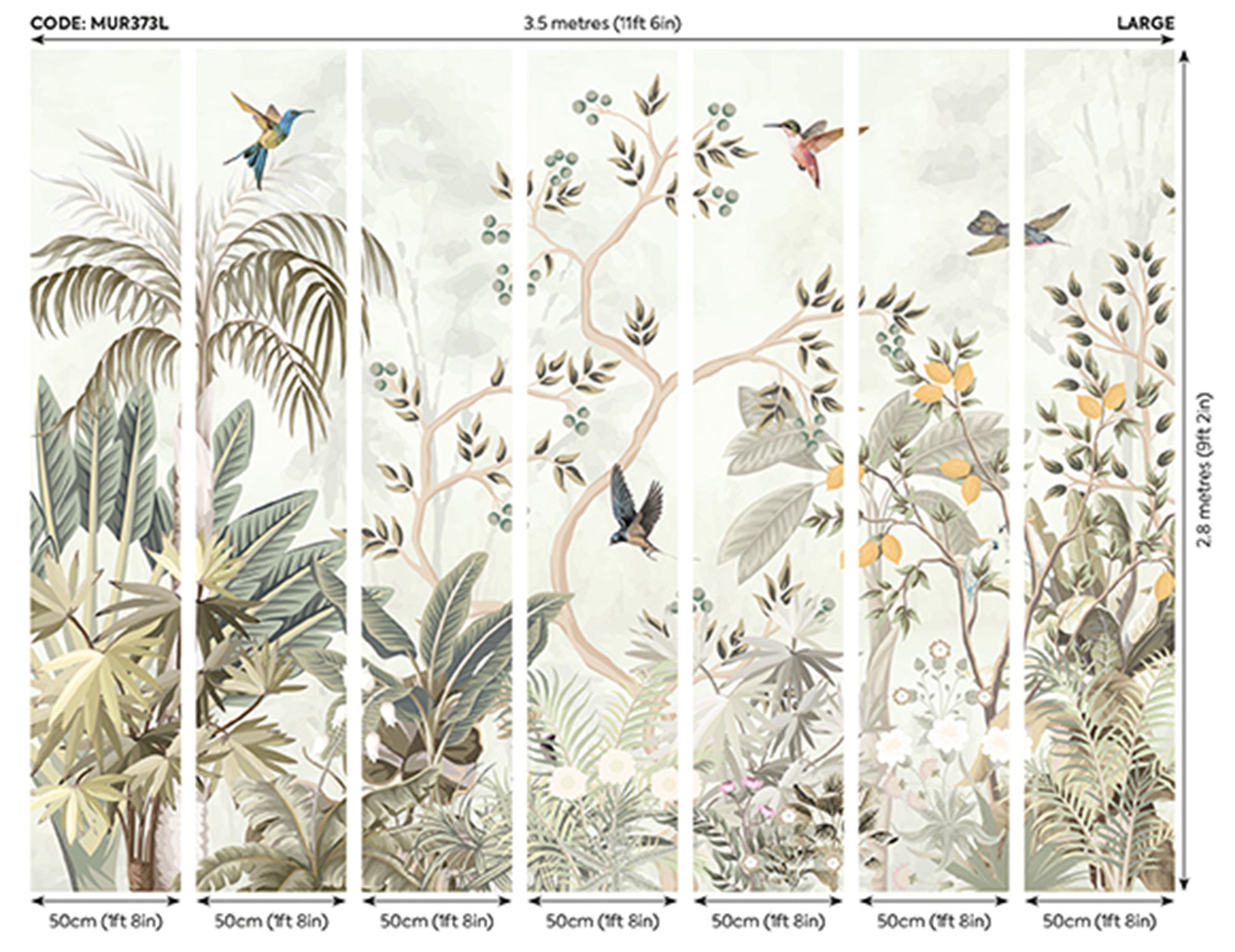 Lemon Tree Forest Natural Sage Mural (Large) by Origin Murals