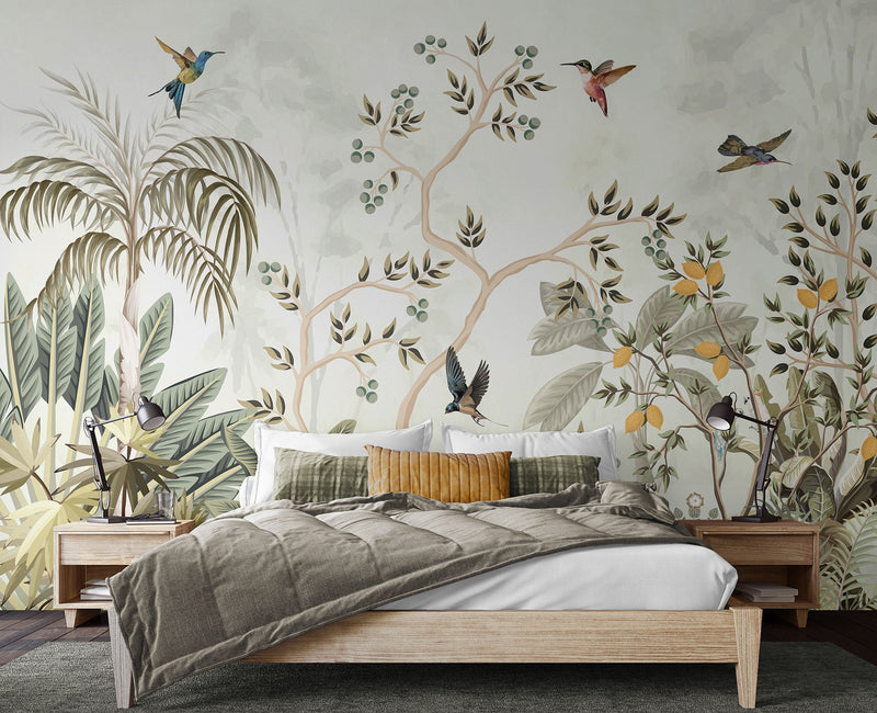 Lemon Tree Forest Natural Sage Mural (Medium) by Origin Murals