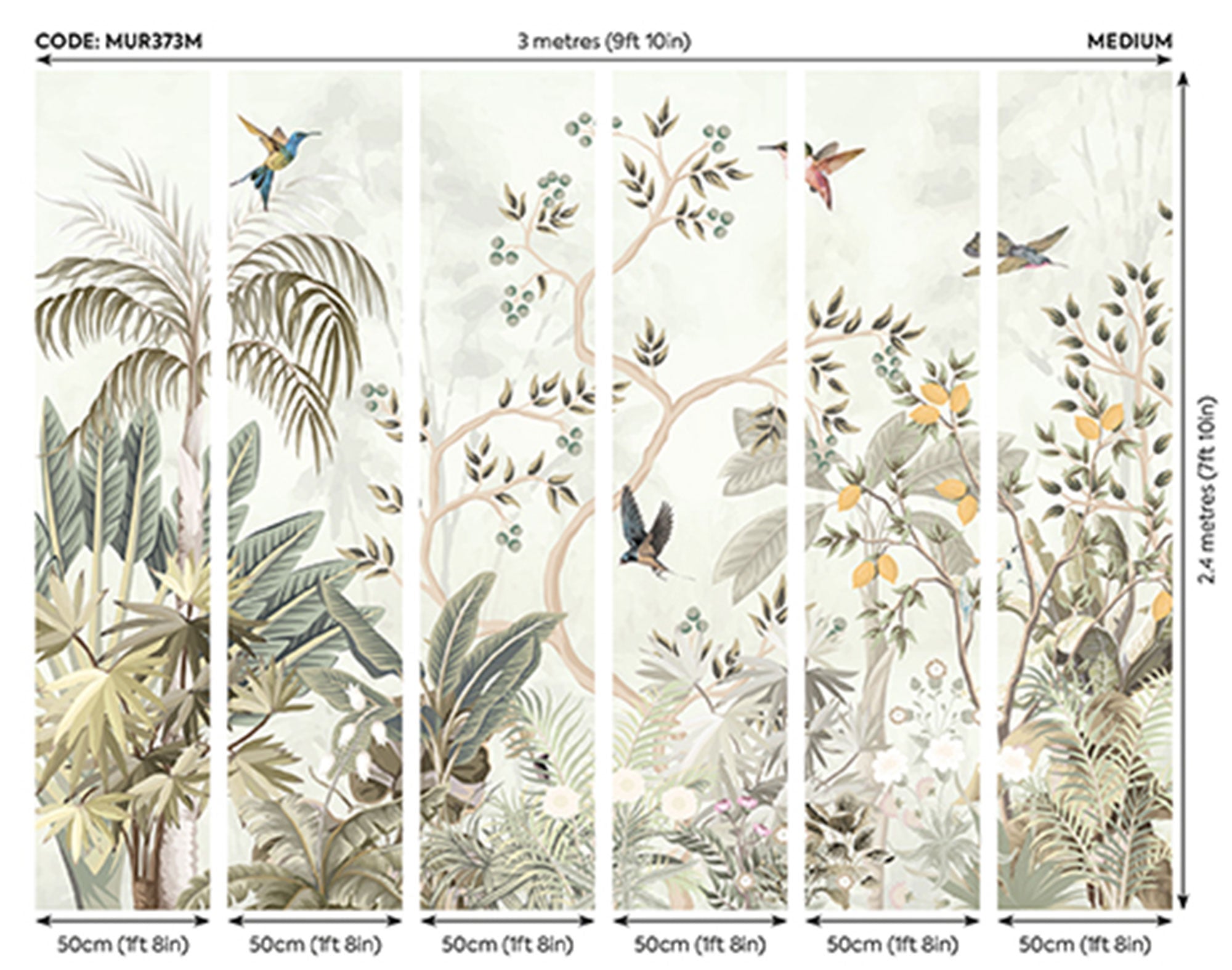 Lemon Tree Forest Natural Sage Mural (Medium) by Origin Murals