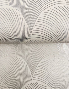 Candice Olson Metallic Scallop Cream Natural Discovery Wallpaper by York Wallcoverings