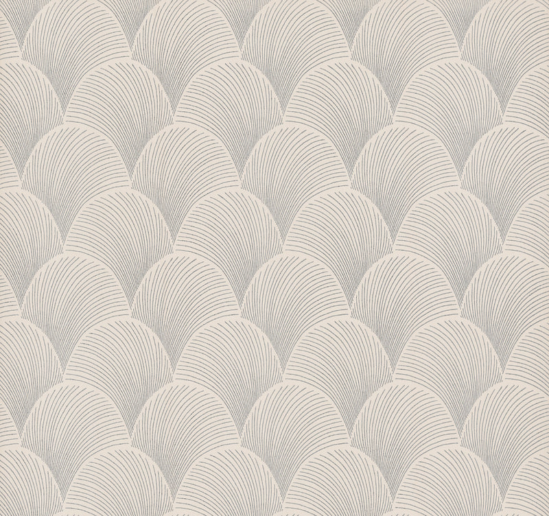 Candice Olson Metallic Scallop Cream Natural Discovery Wallpaper by York Wallcoverings