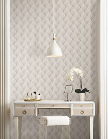Candice Olson Metallic Scallop Cream Natural Discovery Wallpaper by York Wallcoverings