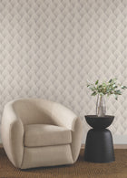 Candice Olson Metallic Scallop Cream Natural Discovery Wallpaper by York Wallcoverings