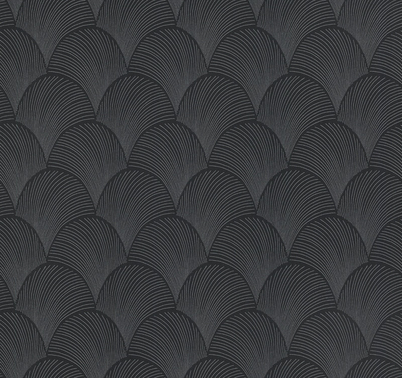 Candice Olson Metallic Scallop Black Natural Discovery Wallpaper by York Wallcoverings