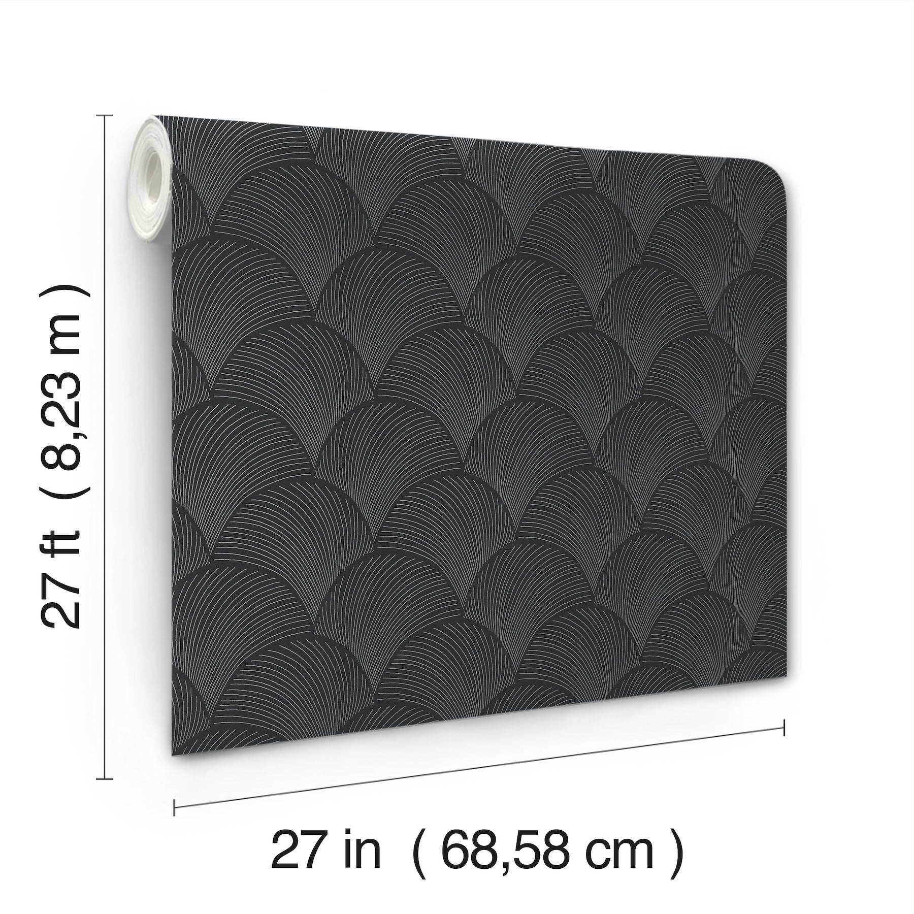 Candice Olson Metallic Scallop Black Natural Discovery Wallpaper by York Wallcoverings