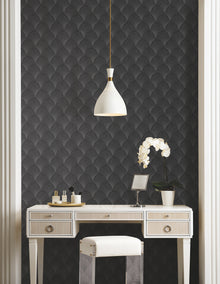 Candice Olson Metallic Scallop Black Natural Discovery Wallpaper by York Wallcoverings