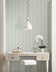 Candice Olson Metallic Scallop Light Green Natural Discovery Wallpaper by York Wallcoverings