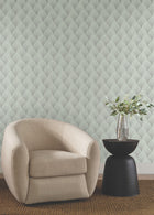 Candice Olson Metallic Scallop Light Green Natural Discovery Wallpaper by York Wallcoverings