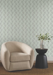 Candice Olson Metallic Scallop Light Green Natural Discovery Wallpaper by York Wallcoverings