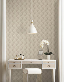 Candice Olson Metallic Scallop Beige Natural Discovery Wallpaper by York Wallcoverings