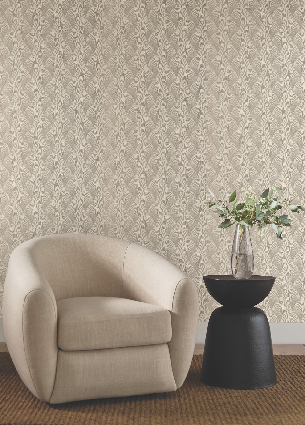 Candice Olson Metallic Scallop Beige Natural Discovery Wallpaper by York Wallcoverings