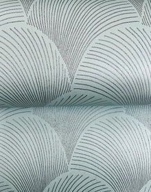 Candice Olson Metallic Scallop Blue Pearl Natural Discovery Wallpaper by York Wallcoverings