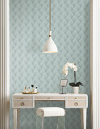 Candice Olson Metallic Scallop Blue Pearl Natural Discovery Wallpaper by York Wallcoverings