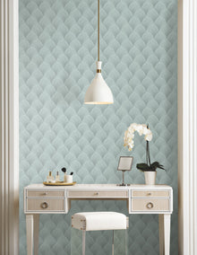 Candice Olson Metallic Scallop Blue Pearl Natural Discovery Wallpaper by York Wallcoverings